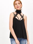 Shein Black Lace Trim Halter Neck Strappy Cami Top