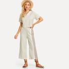 Shein Striped V-neck Top & Wide Leg Pants