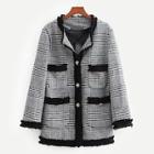 Shein Contrast Trim Wales Check Tweed Blazer
