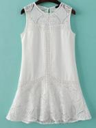 Shein White Crochet Detail Sleeveless Dress