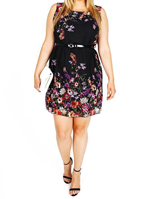 Shein Multicolor Floral Print Plus Dress