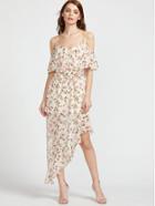 Shein Cold Shoulder Calico Print Ruffle Asymmetric Dress