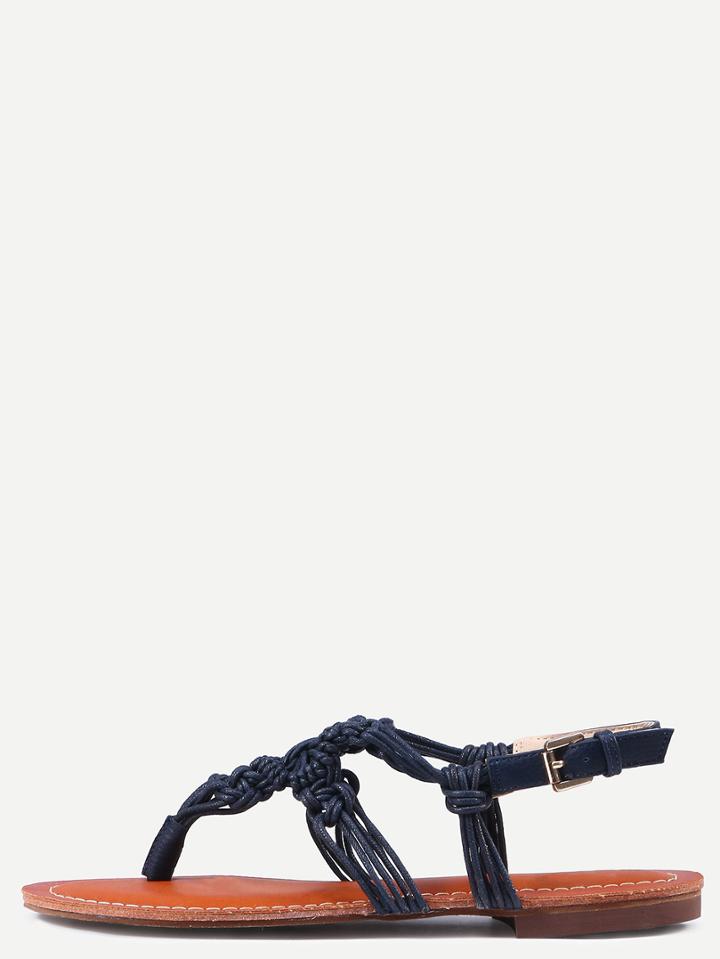 Shein Navy Strappy Flat Flip Sandals