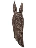 Shein Leopard Criss Cross Back Backless Split Fishtail Dress