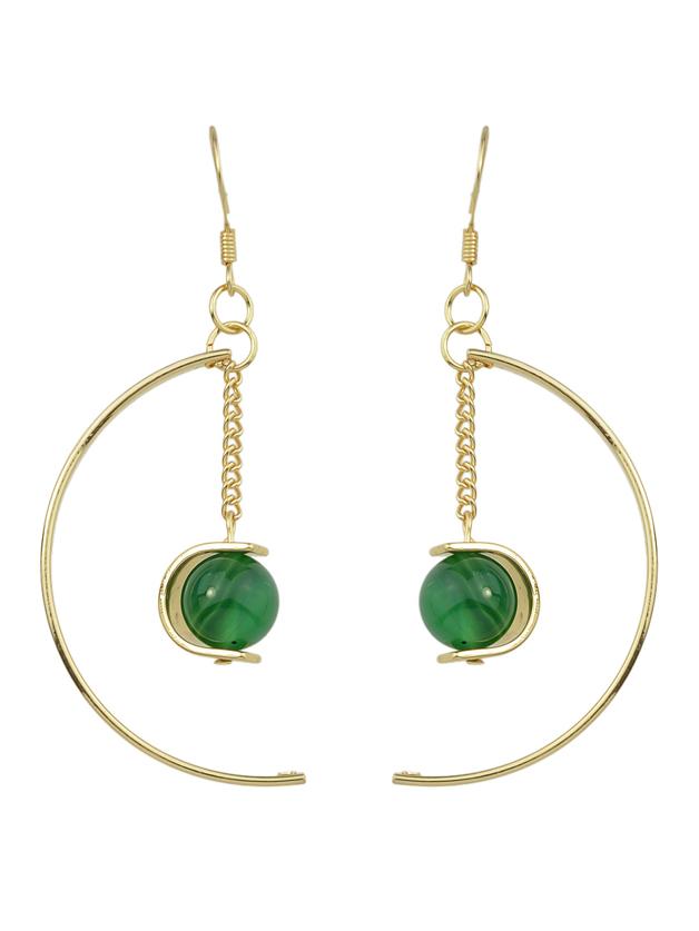 Shein Green Color Turquoise Big Moon Shape Dangle Earrings
