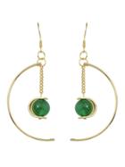 Shein Green Color Turquoise Big Moon Shape Dangle Earrings