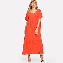 Shein V-neck Tunic Solid Dress