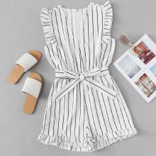 Shein Frill Trim Striped Romper