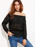 Shein Black Off The Shoulder Lace Peplum Top