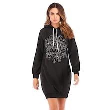 Shein Figure Print Drawstring Hoodie Dress