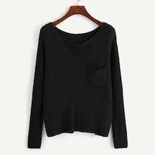 Shein Plus Pocket Waffle Knit Jumper