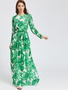 Shein Palm Leaf Print Maxi Dress