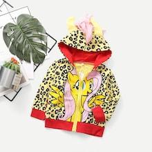 Shein Toddler Boys Cartoon Print Hooded Jacket