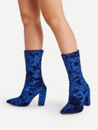 Shein Pointed Toe Velvet Calf Length Boots