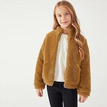 Shein Girls Zip Up Teddy Jacket