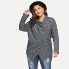 Shein Plus Button Detail Waterfall Sweater Coat