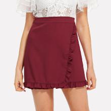 Shein Frill Trim Zip Up Side Skirt