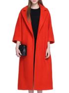 Shein Red V Neck Length Sleeve Embroidered Coat