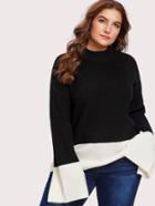 Shein Two Tone Slit Sleeve Jumper