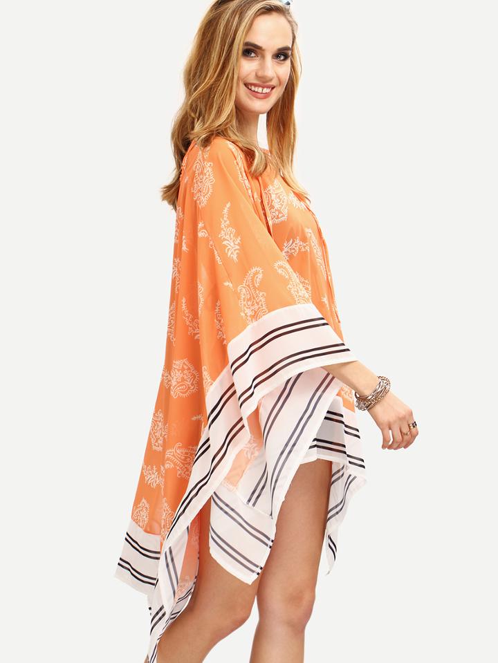 Shein Keyhole Neck Asymmetric Poncho Blouse
