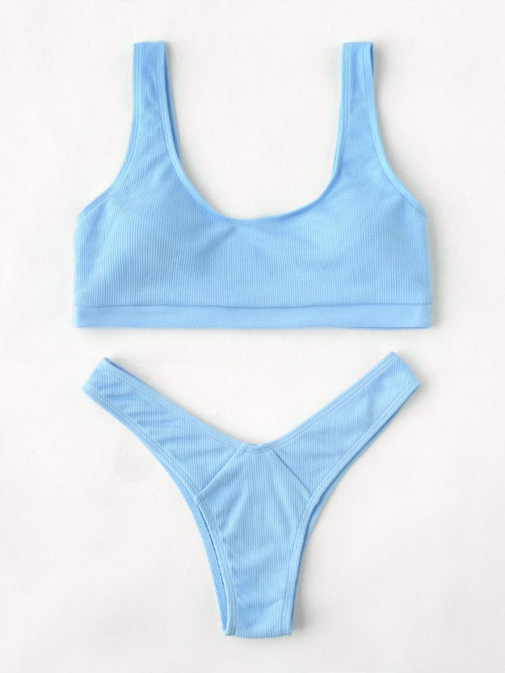 Shein High Leg Scoop Neck Bikini Set