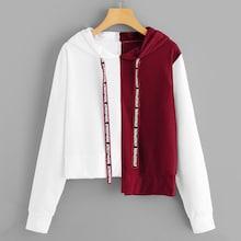 Shein Letter Print Tape Asymmetrical Hem Hoodie