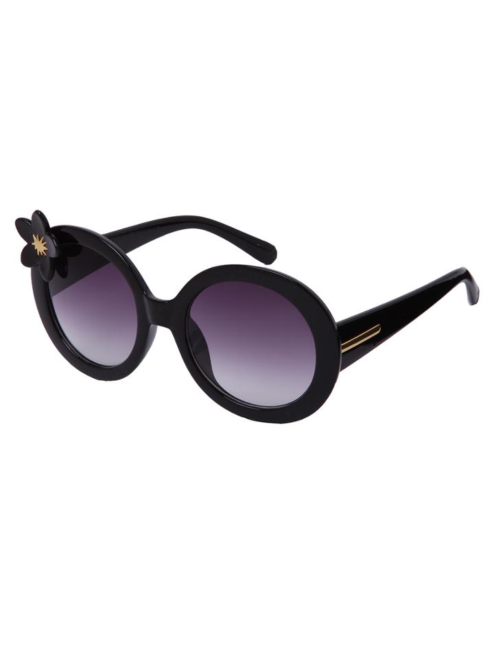 Shein Black Frame Cute Flower Round Lenses Sunglasses