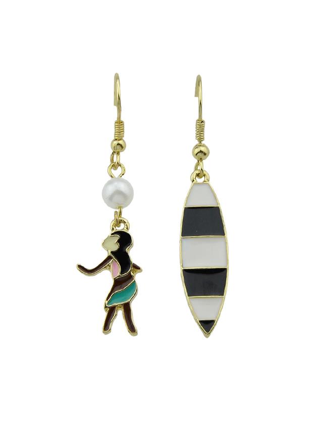 Shein Simulated-pearl Geometric Monkey Drop Earrings