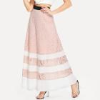 Shein Contrast Tape Lace Maxi Skirt