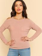 Shein Cold Shoulder Rib Knit T-shirt