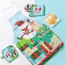 Shein Christmas Pattern Apron 1pc & Oven Glove 1pc & Mat 1pc
