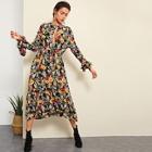 Shein Open Front Bell Sleeve Floral Dress