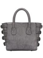 Shein Grey Buckles Embellished Pu Tote Bag