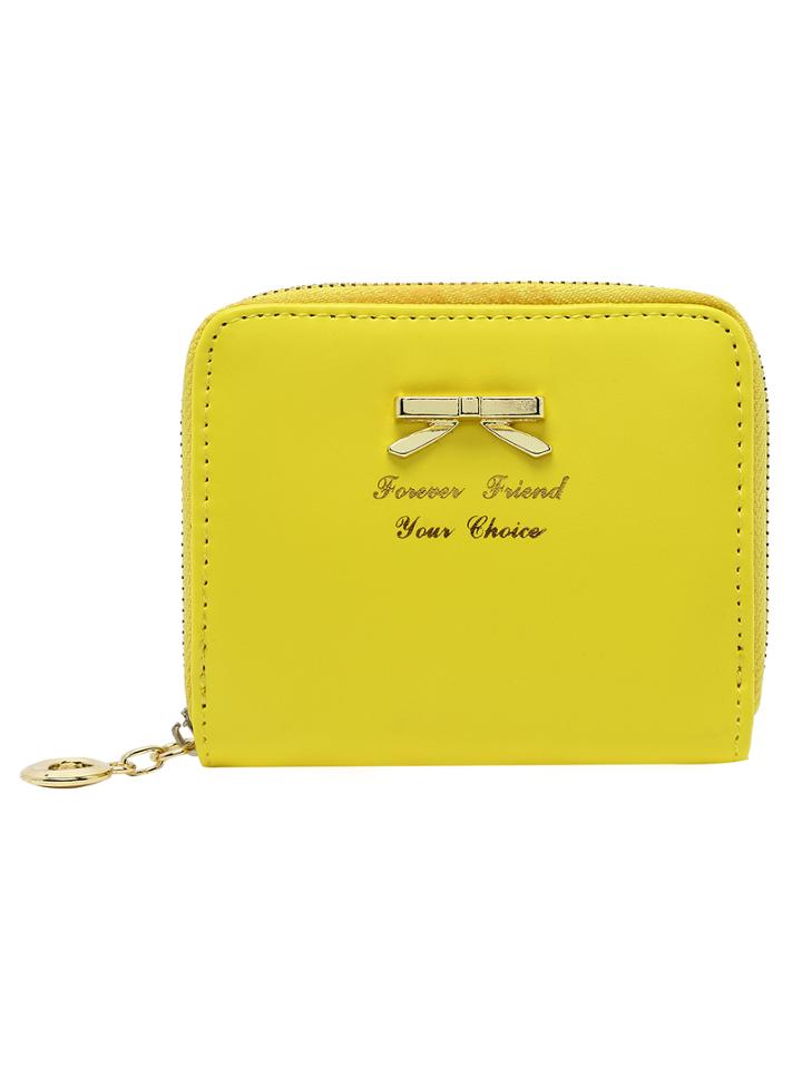 Shein Yellow Zipper Bow Purse