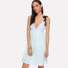 Shein Knot Shoulder Color Block Dress