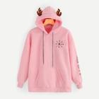 Shein Plus Embroidered Drawstring Hooded Sweatshirt