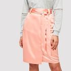 Shein Overlap Satin Skirt With Belt