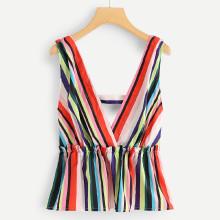 Shein Open Back Striped Top