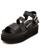 Shein Black Strappy Buckled Chunky Platform Sandals