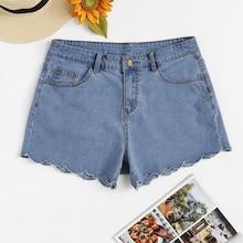 Shein Plus Scallop Trim Denim Shorts