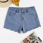 Shein Plus Scallop Trim Denim Shorts