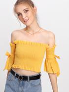 Shein Off Shoulder Shirred Tie Sleeve Top