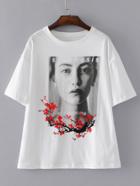 Shein Portrait Print Short Sleeve Tee