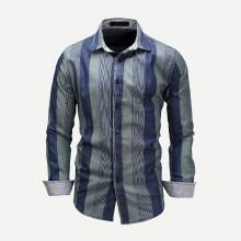 Shein Men Roll-up Sleeve Striped Collar Shirt