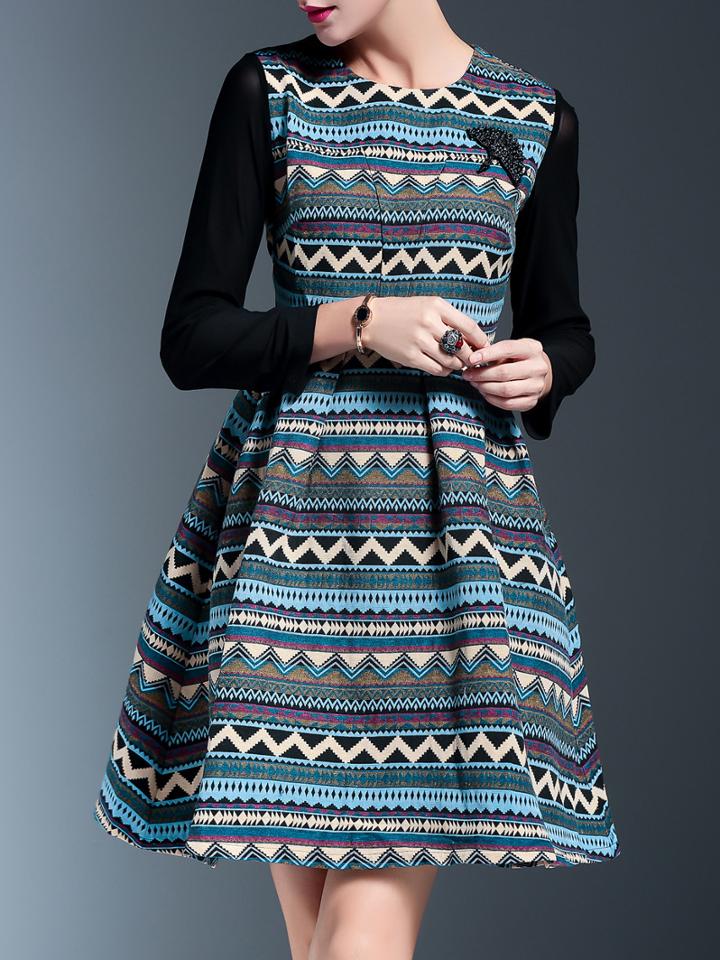 Shein Multicolor Zigzag Print A-line Dress