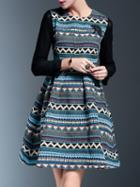 Shein Multicolor Zigzag Print A-line Dress