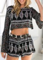 Rosewe Cutout Back Top And Tribal Print Shorts