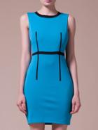 Shein Blue Contrast Black Crew Neck Sheath Dress