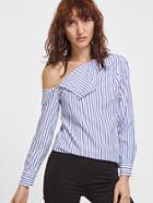 Shein Contrast Striped One Shoulder Blouse