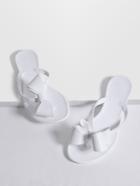 Shein White Toe Post Bow Embellished Slippers